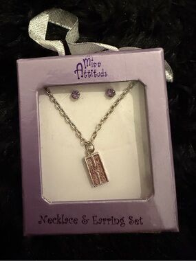 Miss Attitude Purple H Necklace & Earring Set